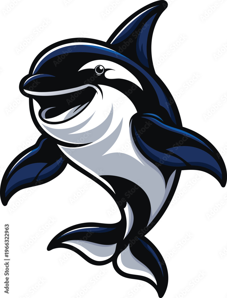 Naklejka premium happy orca whale jumping vector illustration