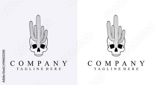 Skull with cactus ears logo