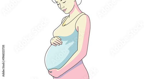 Illustrative depiction of a pregnant woman's belly with hands gently cradling it, showcasing the beauty and anticipation of motherhood