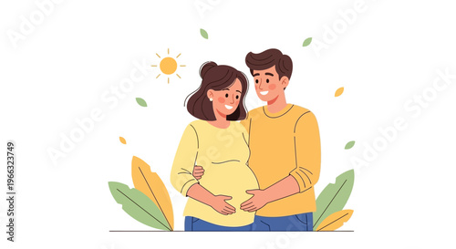 Joyful expectant parents embracing, anticipating their baby's arrival with immense love and happiness