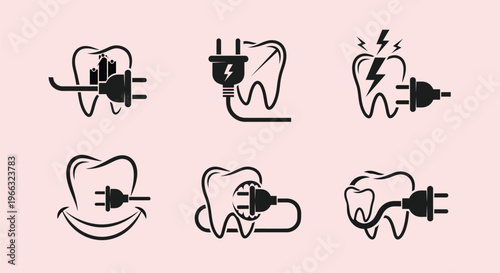 Tooth with electric plug icons