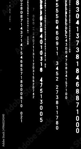 Code matrix drops down on screen with white numeric data