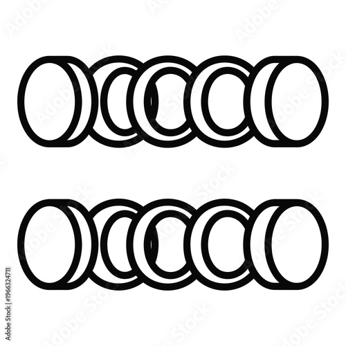 Black chain links in a row on white background icon