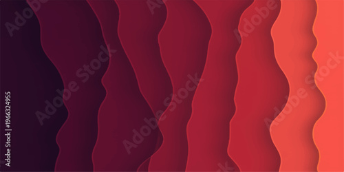 Red abstract wavy background with fashion silhouette illustration