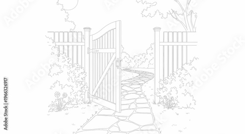 Garden Gate and Stone Path.