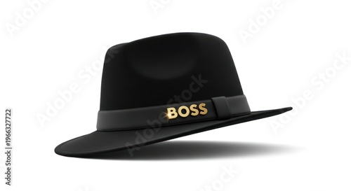 Elegant black hat isolated on white background for fashion concepts