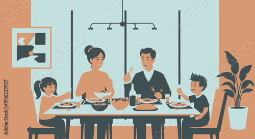 Family enjoying a meal together at home