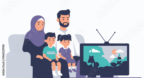 Family Watching Cartoon on Television Together