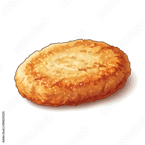 Crispy golden fried potato croquette on white background