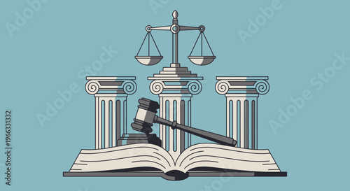 Law and Justice Concept with Gavel Scales and Open Book