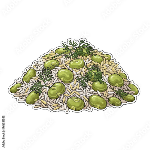 Fava Beans and Rice Pilaf with Dill