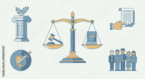 law justice and legal system icons