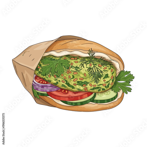 Fresh Falafel Pita Sandwich with Vegetables