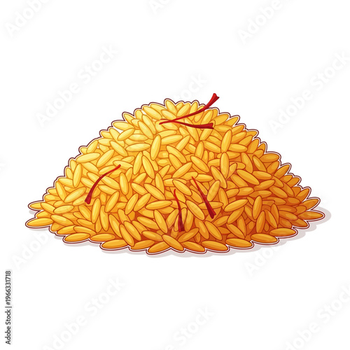 Pile of Orzo Pasta with Saffron Threads