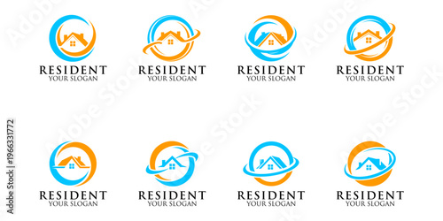 Creative resident logos featuring home and community icons for residential and lifestyle branding