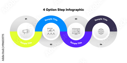 Infographic circle flow 4 step option with business icon for business presentation. Infographic 4 step. Vector editable.