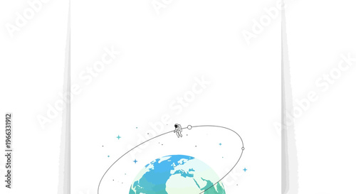 Illustration of astronaut in orbit around Earth with stars, promoting International Day of Human Space Flight poster for educational and peaceful themed awareness in schools and communities