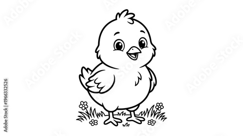 Cute little chick standing outdoors.