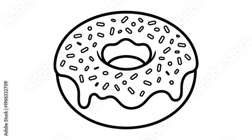 Donut with icing and sprinkles sweet.