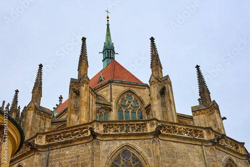 Gothic architecture of historic cathedral with ornate stonework and spires