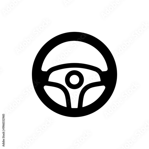 Minimalist Black Steering Wheel Icon Vector