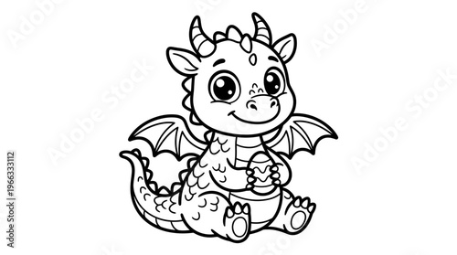 Cute dragon cartoon fantasy creature.