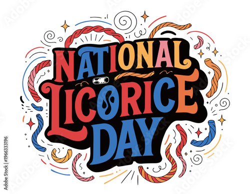 National Licorice Day Graphic, Delicious Candy Treat Vector Illustration, Sweet Snack Concept Isolated on White
