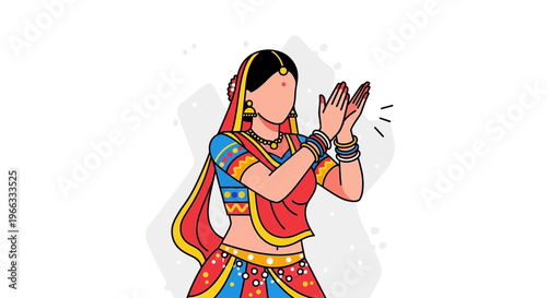 Indian Woman Clapping Hands in Traditional Sari
