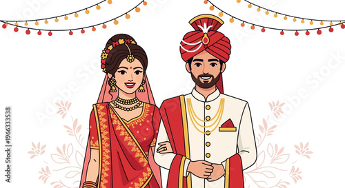 Indian Wedding Couple in Traditional Attire