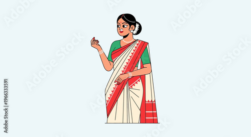 Indian Woman in Traditional Sari, Elegant Pose, Cultural Representation