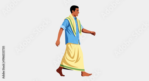 Man walking in traditional Indian clothing
