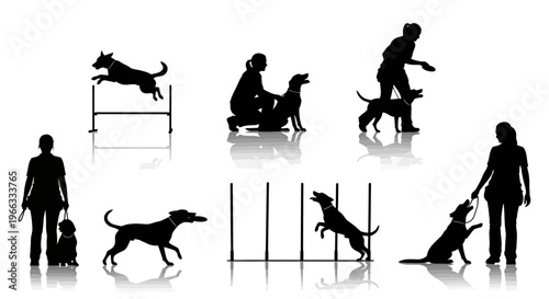 Dog Training Silhouettes: Agility, Obedience, Play