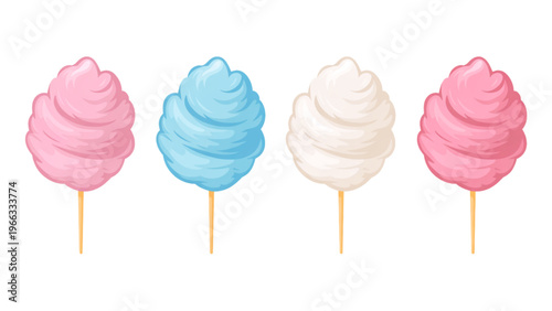 Colorful cotton candy sticks arranged in a playful row Vector
