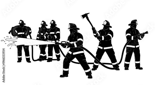 Firefighters, Brigade, Emergency, Rescue, Firefighting, Teamwork, Action, Safety