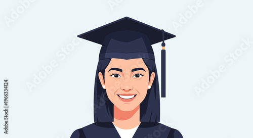 Happy Woman Graduation Portrait - Female Student Graduate Wearing Cap and Gown