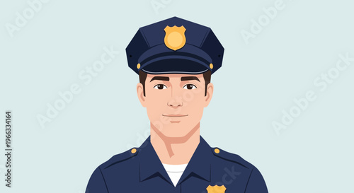 Male Police Officer Portrait, Law Enforcement Uniform, Security Service