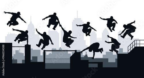 Parkour Silhouettes: Urban Acrobatics and City Movement Collection