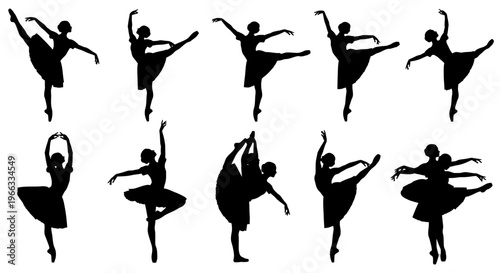 Silhouette Ballet Dancers Poses Collection