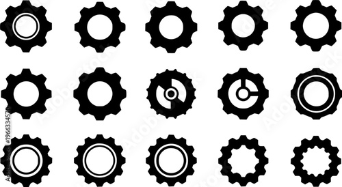 Gears Set Vector Illustration: A Collection of Various Gear and Cogwheel Designs