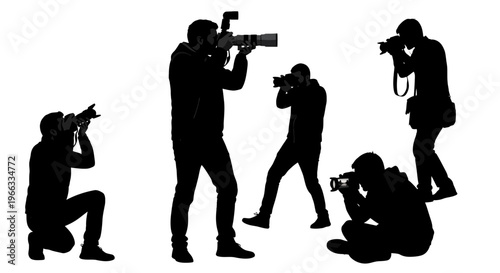 Silhouette Photographers Group Capturing Images with Cameras