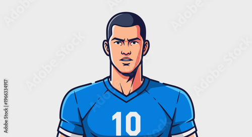 Soccer Player Portrait, Blue Jersey Number 10, Athletic Man