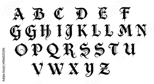 Black Calligraphy Alphabet Letters.