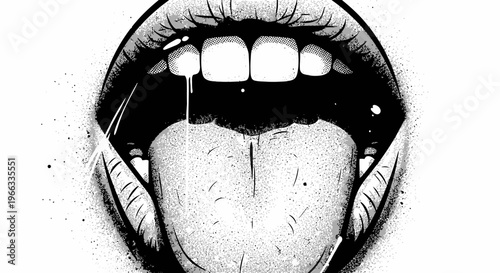 Close up of open mouth tongue.