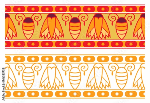Egyptian border decoration. Egyptian seamless border illustration  