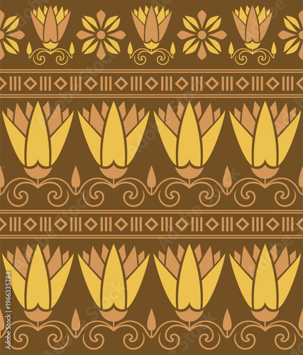 Egyptian border decoration. Egyptian seamless border illustration  