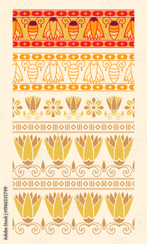 Egyptian border decoration. Egyptian seamless border illustration  