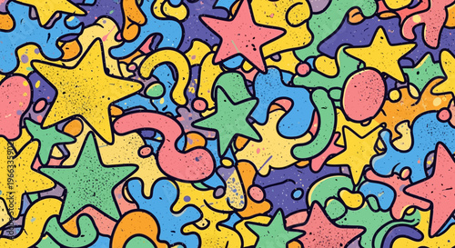 Colorful stars and puzzle pieces.