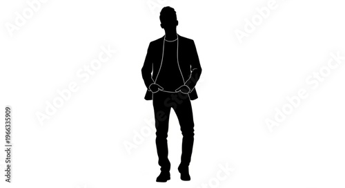 Silhouette of a Stylish Man in Jacket and Jeans.
