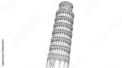 Leaning Tower of Pisa architectural vector illustration design