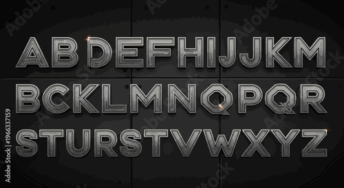 Metallic Embossed Alphabet Letters Display.